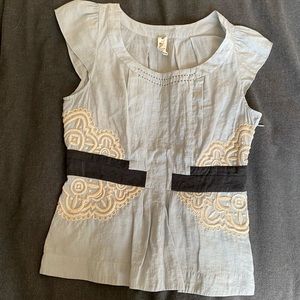 Anthropologie Floreat Cinched Medallion Blouse